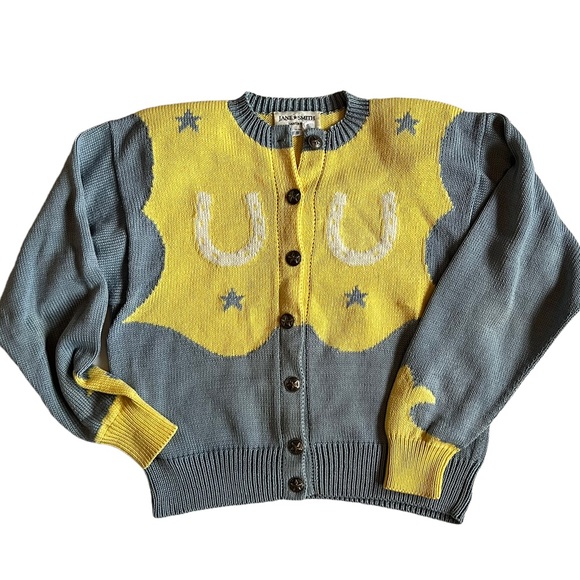 Vintage Sweaters - Vintage 80s Western Horses Cowboy Novelty Cotton Sweater XS